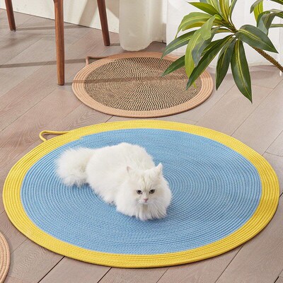 Sleeping in summer withw a cat mat  cat scratching board