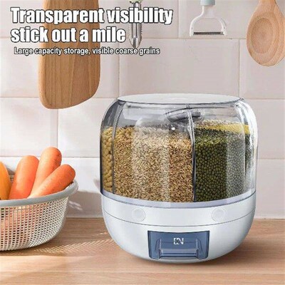 Rice Grain Dispenser 360 Degree Rotating Transparent Sealed