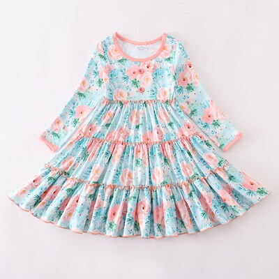 Exclusive Girlymax Fall Baby Girls Milk Silk Ruffles Floral