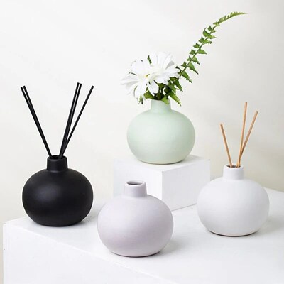 Mini Round Ball Vase Colorful Ceramic Circular Mouth Flower