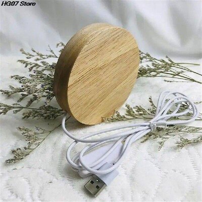1PC 60mm Wood Light Base Rechargeable Remote Control Wooden