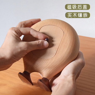 卧室床头桌面装 山舍 静音台钟 创意可爱实木 饰摆件时钟 大脚钟