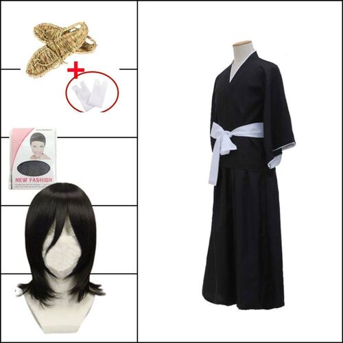 BLEACH Kuchiki Rukia Shinigami Cosplay Costume Wig Shoes