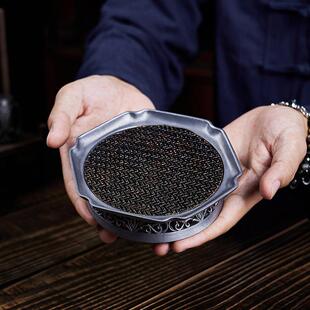 大岸堂古锡手工雕刻蓄水壶承干泡茶台建水复古镂空茶道配件