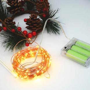 10米100灯铜线灯串3AA五号电池盒防水圣诞灯串拍摄道具摆件小灯