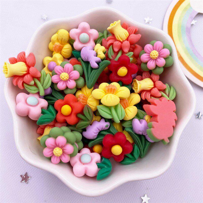Colorful Various Resin Painted Kawaii Mini Cute A Flower Fla