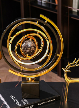 欧式大理石地球仪摆件客厅电视柜旁书房书桌轻奢桌面软装饰品摆设