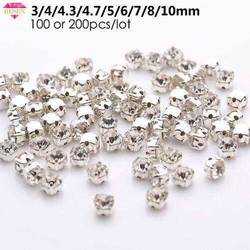 Sell At Loss RESEN Top Quality 3-10mm Sliver Claw Sew On Rhi
