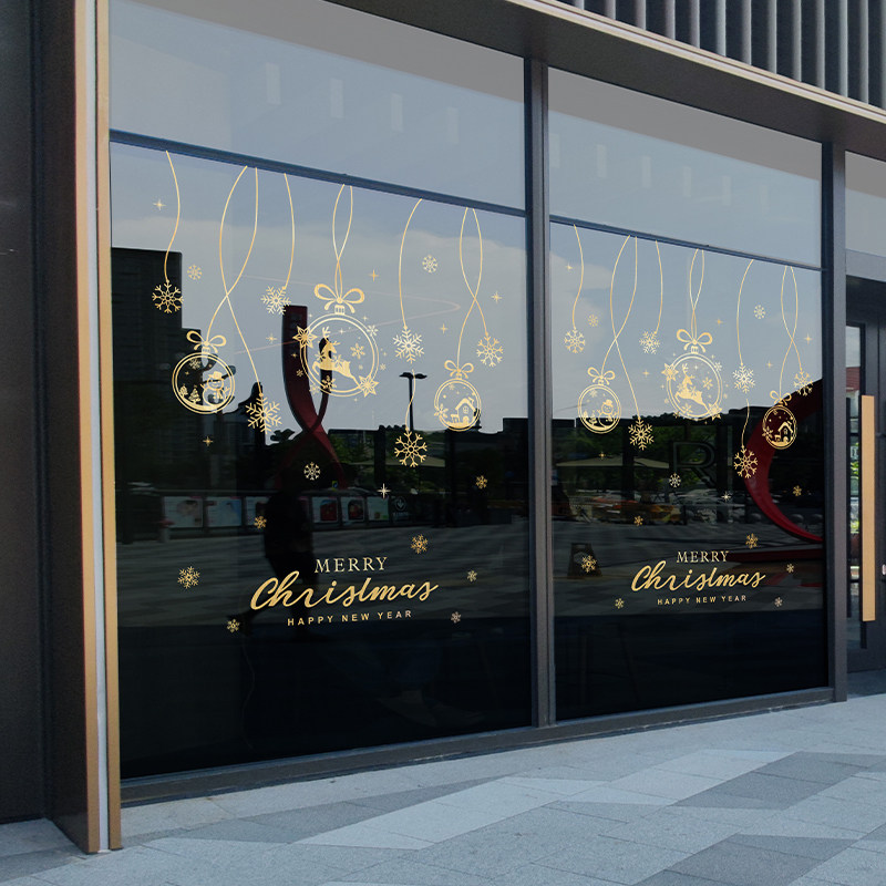 耶诞节玻璃门贴场景布置耶诞静电贴烫金窗贴墙面贴画装饰店铺装扮,家居饰品,门贴,淘宝优惠券,粉丝福利购,淘宝优惠卷