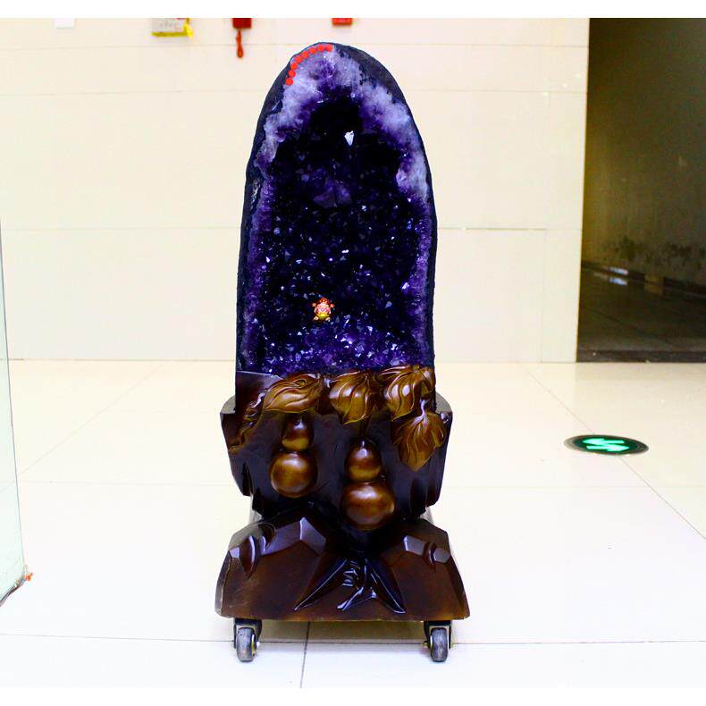 矿宝天然紫水晶洞摆件 紫晶洞 玛瑙洞水晶洞 紫色原石钱袋子