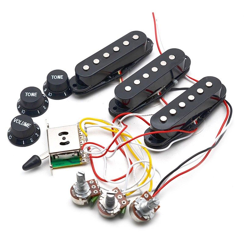 Strat 电吉他拾音器黑白单单单250K电位器全套线路总成6.35输出