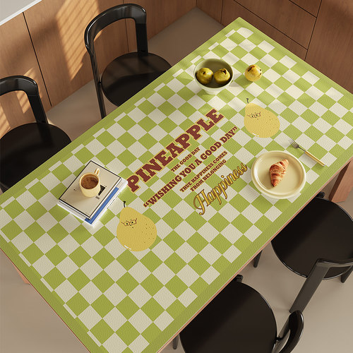 棋盘格餐桌桌垫防烫隔热垫桌布防水防油免洗家用茶几桌面保护垫子