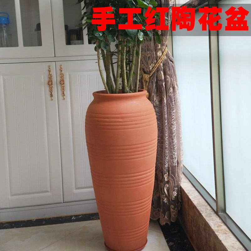 欧式热卖高盆花瓶红陶花盆高温素烧l园林景观陶罐花瓶室内种植盆