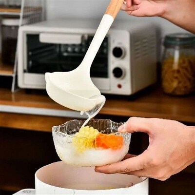Silicone Cooking Spatula Set Wood Long Handle Heat