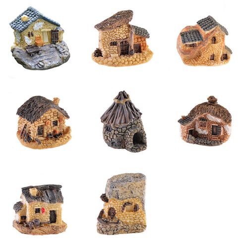 Resin House Miniatures Figurines Garden Decoration Outdoor A