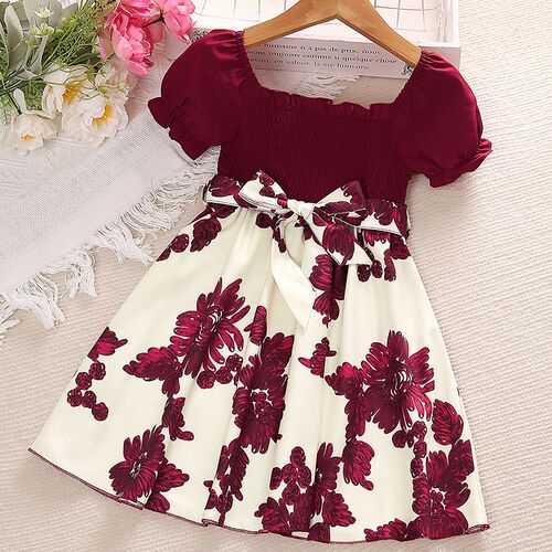 Kids Casual Dress for Girls Summer 2023 New Toddler Floral P