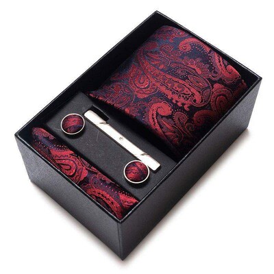 Tie Handkerchief Cufflink Set For Men Necktie Holiday Gift B