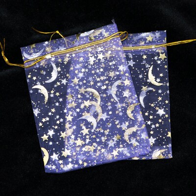 Hotsale 100pcs/lot Moon Star Organza Bags 7x9 9x12cm Small C