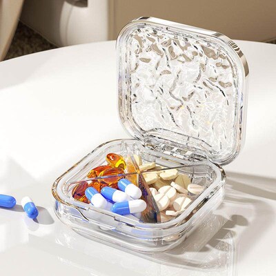 New Water Ripple Design Pill Box - Mini Portable Medicine Or