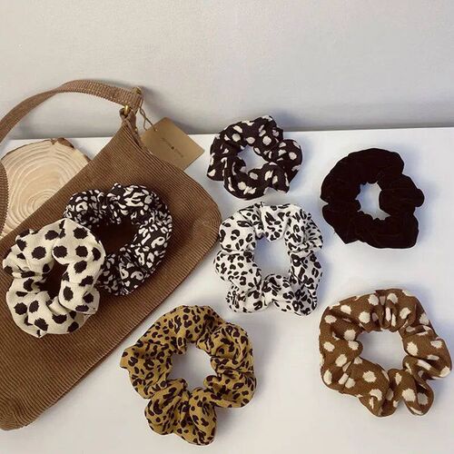 New Leopard Winter Warm Soft Hair Scrunchies Warm Elastic Ha