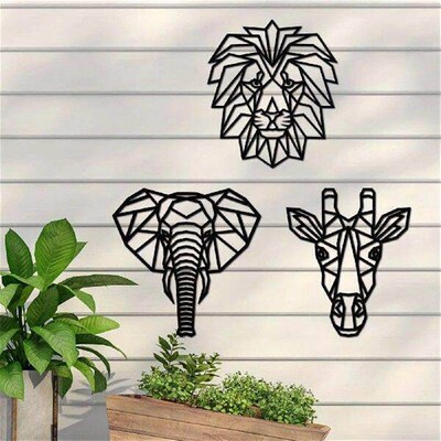 1pc Wall Decor Art Wooden Geometric Home Nursery Elephant