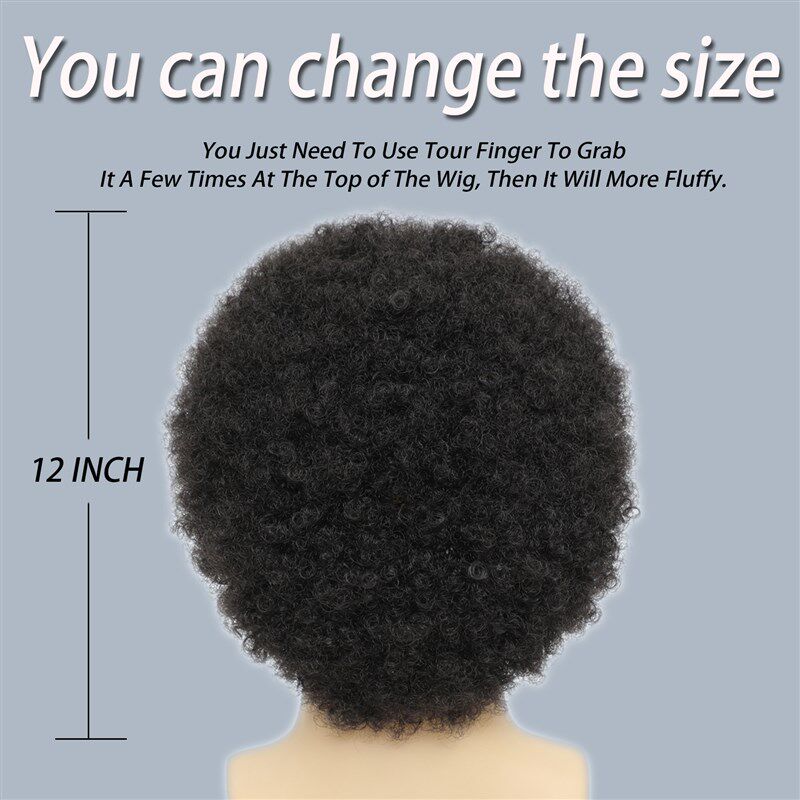 BCHR Afro Kinkly Curly Wigs Synthetic Wig for Black Men Natu - 实物图