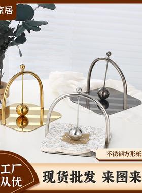 不锈钢方形纸巾坐家居纸巾座客厅不锈钢装饰品家用轻奢金属纸巾坐
