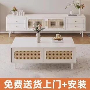 式美电柜视机柜LTJ现代简约奶油风茶几边组小户型客厅合家用带腿