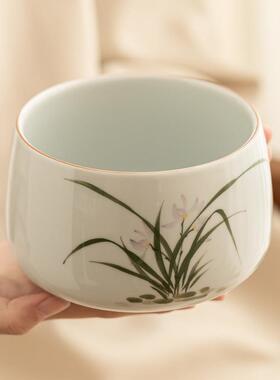 纯手兰花建水茶洗大24JS09-0号特茶大水盂茶盂绘陶瓷件功夫茶具配