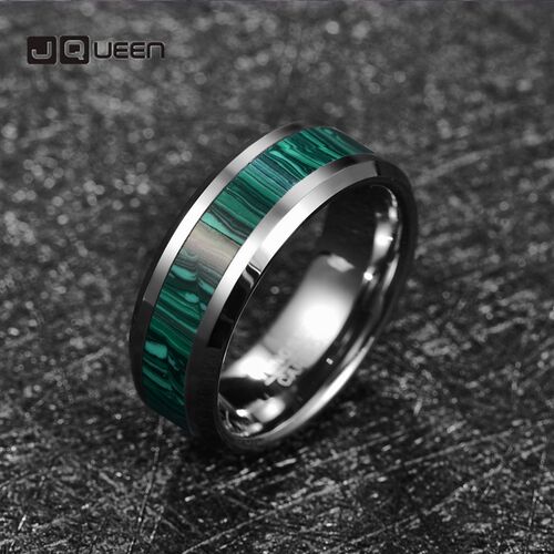 Tungsten Carbide Ring Inlaid Artificial Stone Dark Green Str