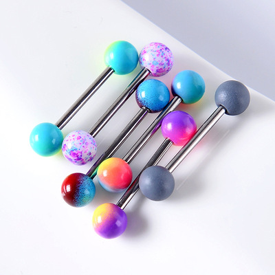 6PCS Stainless Steel Glorious Tongue Ring Bulk 14G Nipple Pi