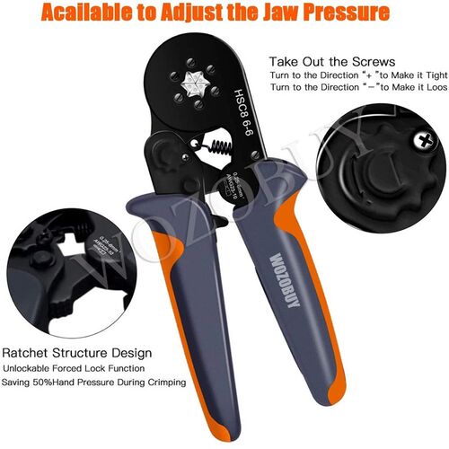 Ferrule Crimping Tool Kit, HSC8 6-6A AWG 23-10 Self-Adjustin