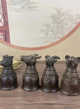 黄铜十二生肖杯仿古铜器古玩收藏工艺品酒杯家居酒店装饰创意摆件