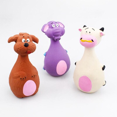 Latex Dog Toys Sound Squeaky Elephant/Cow Animal Chew Pet Ru