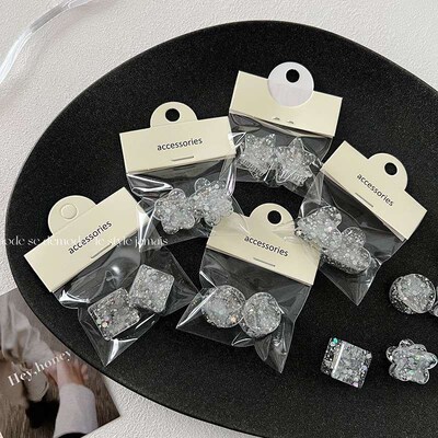 2 Pack Silver Sequins Small Grab Clip Bangs Clip All-match S