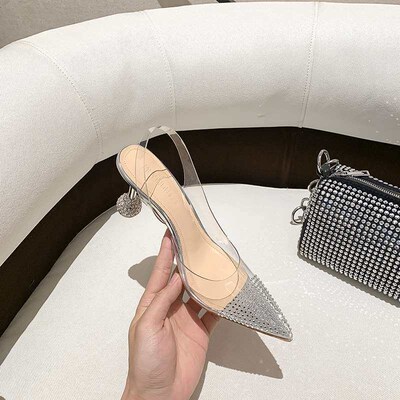 Single-layer shoes niche transparent high-heeled shoes highh