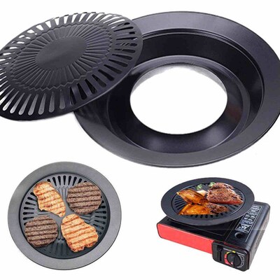 Round Nonstick Iron BBQ Pan Roasted Chicken Barbecue Plate P