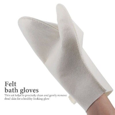 2pcs Insulation Gloves Felt Sauna Bath Shower Tools White