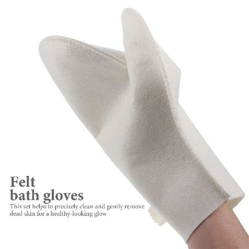 2pcs Insulation Gloves Felt Sauna Bath Shower Tools White