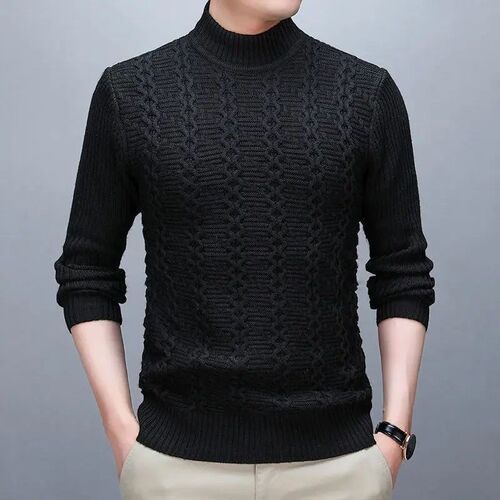Autumn Winter Men Thicken Mock Neck Sweaters Korean New Fash