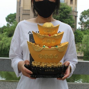 开业礼品乔迁送礼办公室装饰金鼎聚财宝鼎一桶金招财摆件存钱袋