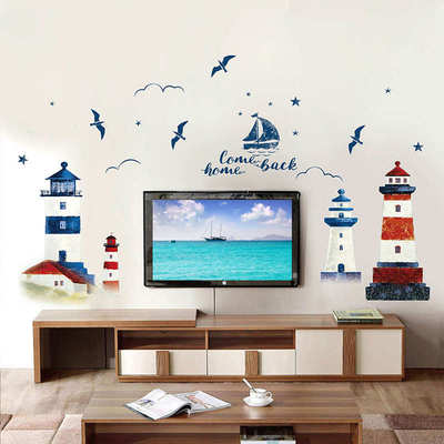 Sea sailboat Lighthouse Wall ers Background decoration bedro