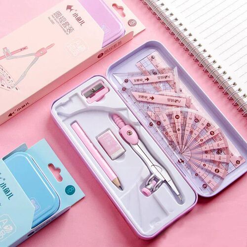 8Pcs/Set  Ruler Compass Pencil Set Geometry Maths Student Dr