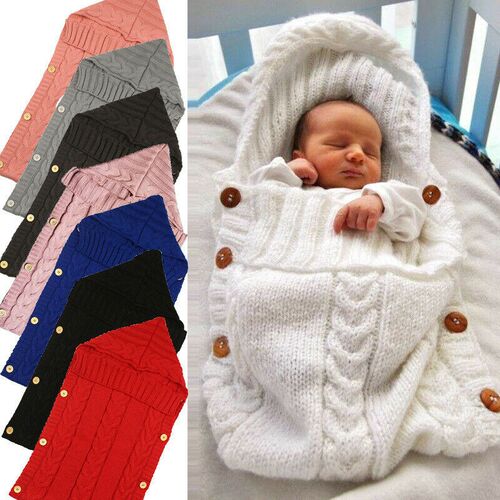 Newborn Infant Baby Blanket Knit Crochet Winter Warm Swaddle