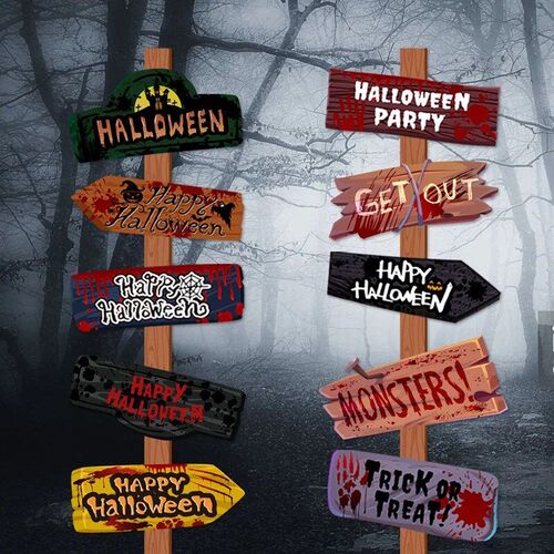 1set Halloween Party decor Welcome Sign Halloween Scary Them