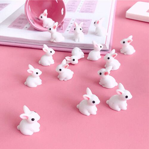 10 x Mini Bunnies Miniature Figures 3D Little Rabbit Micro