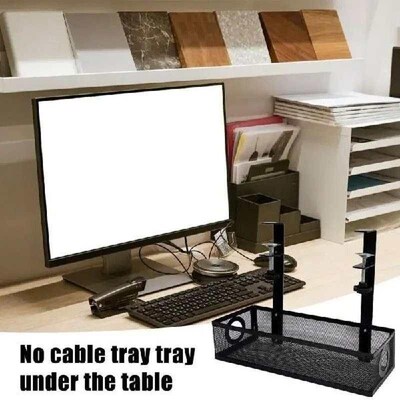 Under Desk Organizer No Drilling Under Table Cord Tray