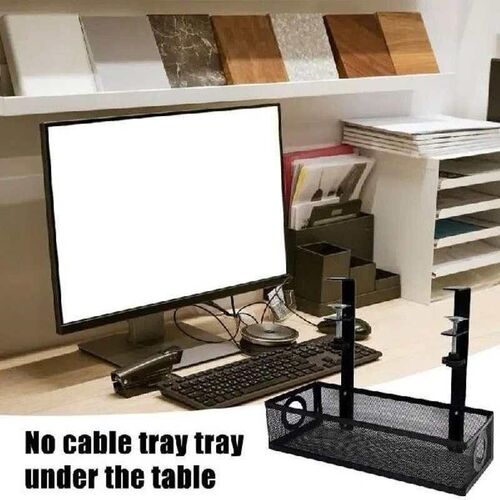 Under Desk Organizer No Drilling Under Table Cord Tray