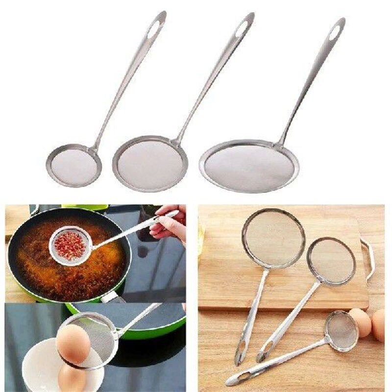 1Pc Stainless Steel Fine Mesh Oil Strainers Flour Filter - 实物图