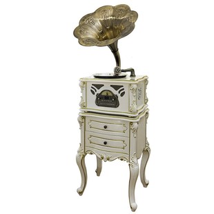 今墨复古留声机白色音响客厅欧式黑胶唱片机仿古台式留音机电唱机